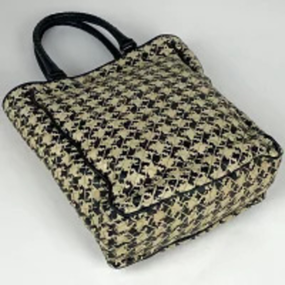 Bottega Veneta Bag Houndstooth White Black Tote Intrecciato Leather White Black